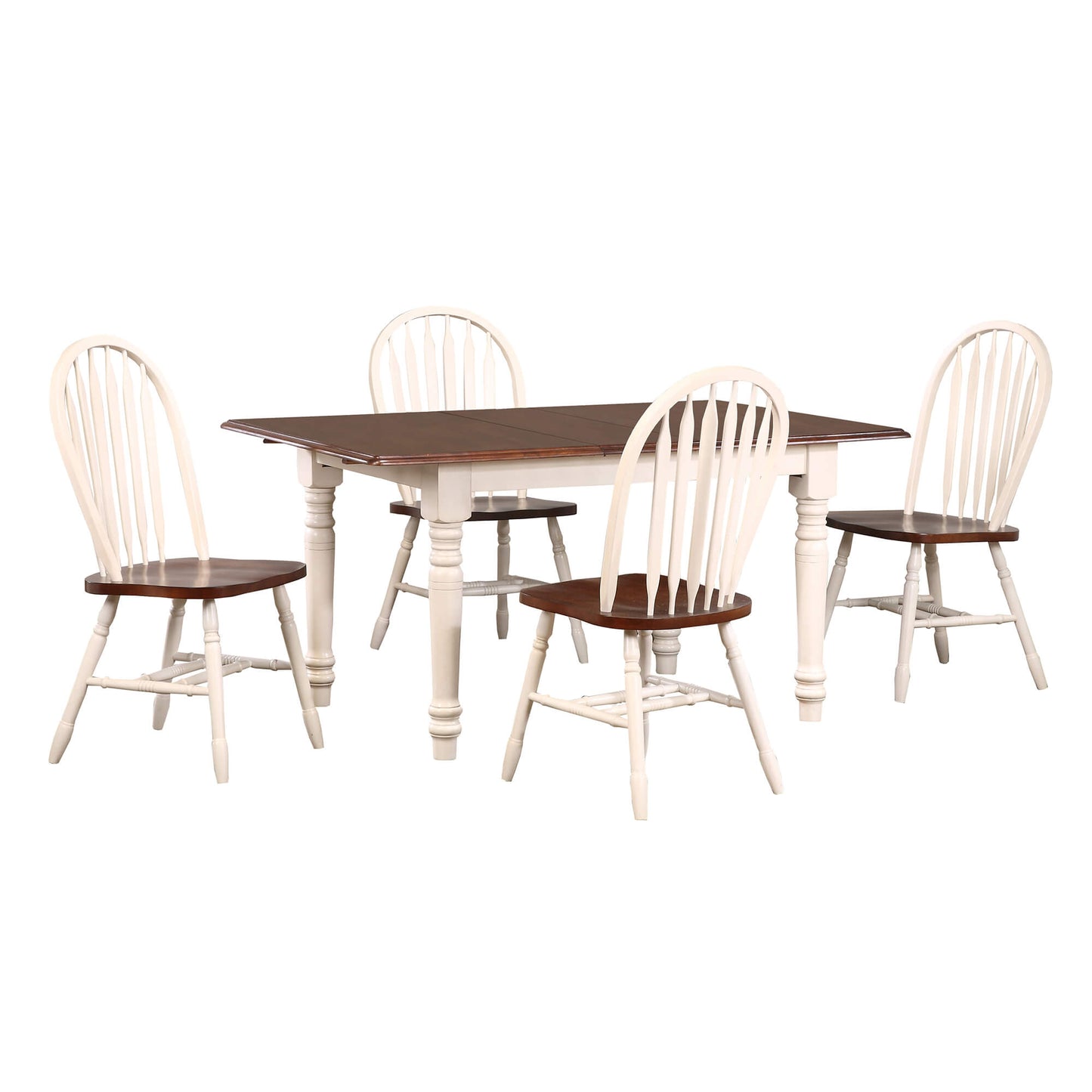 Sunset Trading Andrews Butterfly Leaf 5 PC Dining Set with Arrowback Chairs – Antique White