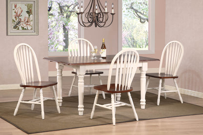 Sunset Trading Andrews Butterfly Leaf 5 PC Dining Set with Arrowback Chairs – Antique White