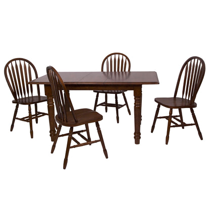 Sunset Trading Andrews Butterfly Leaf 5 PC Dining Set with Arrowback Chairs – Chestnut