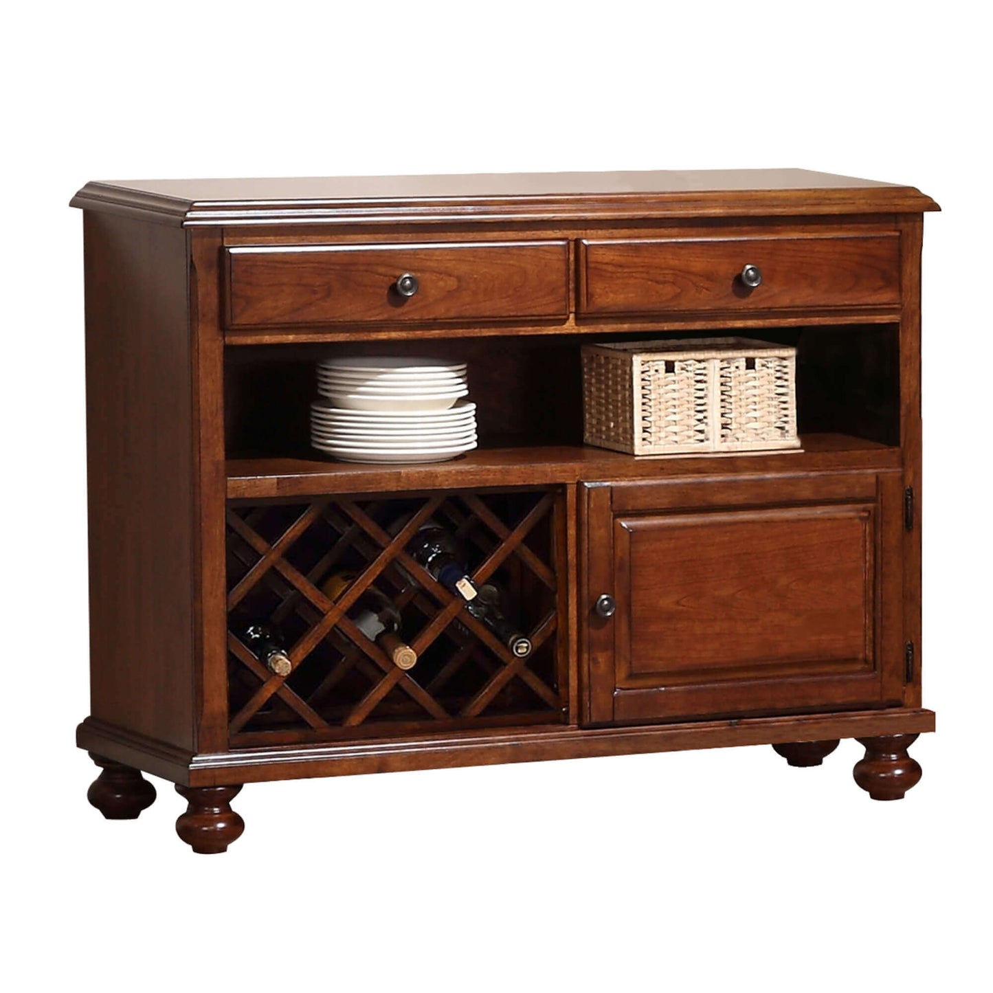 Sunset Trading Andrews Server with Wine Rack – Chestnut