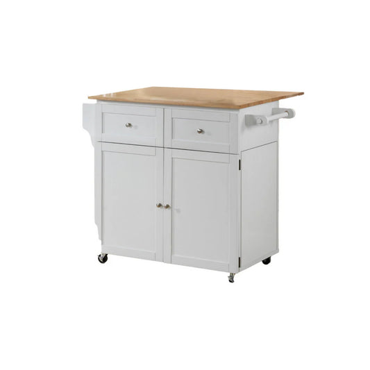 Benzara Modish Dual Tone Wooden Kitchen Cart, Brown And White