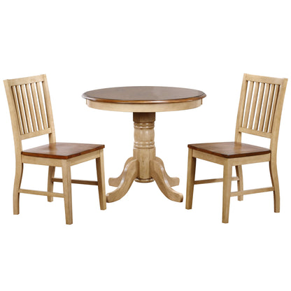 Sunset Trading Brook Round Dining Set w/Slat Back Chairs (3 piece)