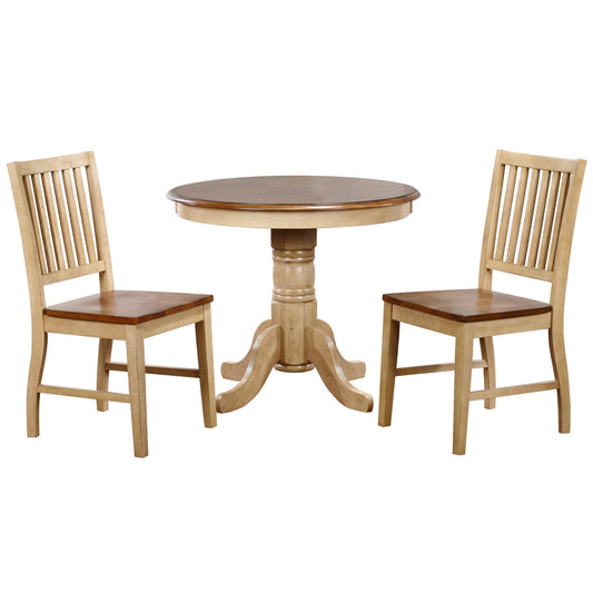 Brook Round Dining Set w/Slat Back Chairs (3 piece)