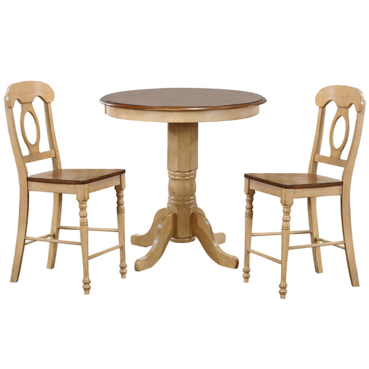 Sunset Trading Brook Round Pub Table Set w/Napoleon Stools (3 piece)