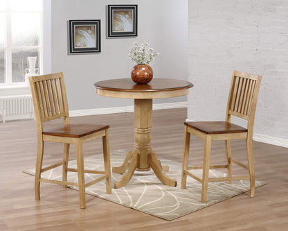 Sunset Trading Brook Round Pub Table Set w/Slat Back Stools (3 piece)