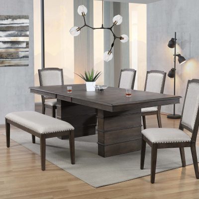 Cali Extendable Dining Table Set with Bench – (6 Piece)