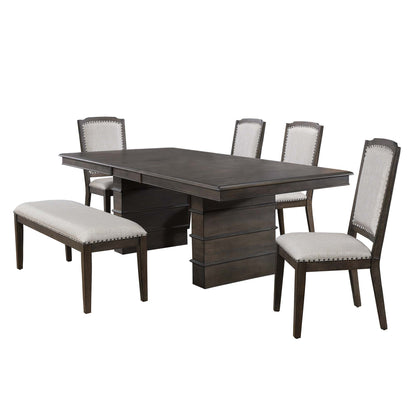 Cali Extendable Dining Table Set with Bench – (6 Piece)