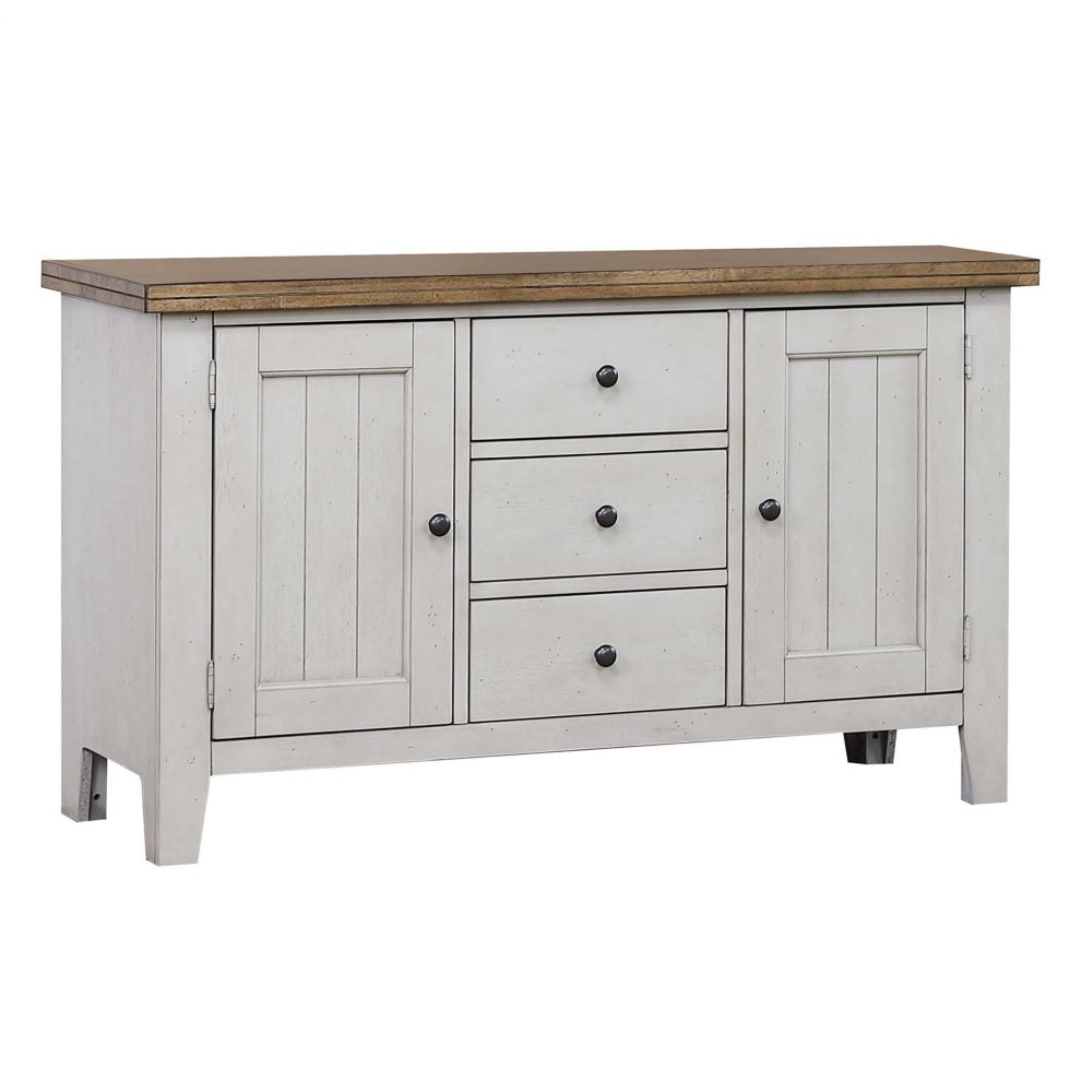 Sunset Trading Country Grove Buffet and Lighted Hutch – Gray Oak