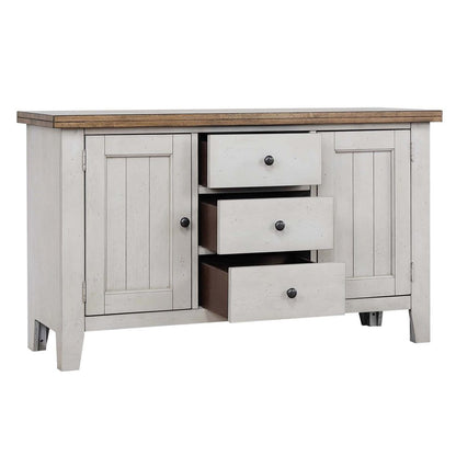 Sunset Trading Country Grove Buffet and Lighted Hutch – Gray Oak