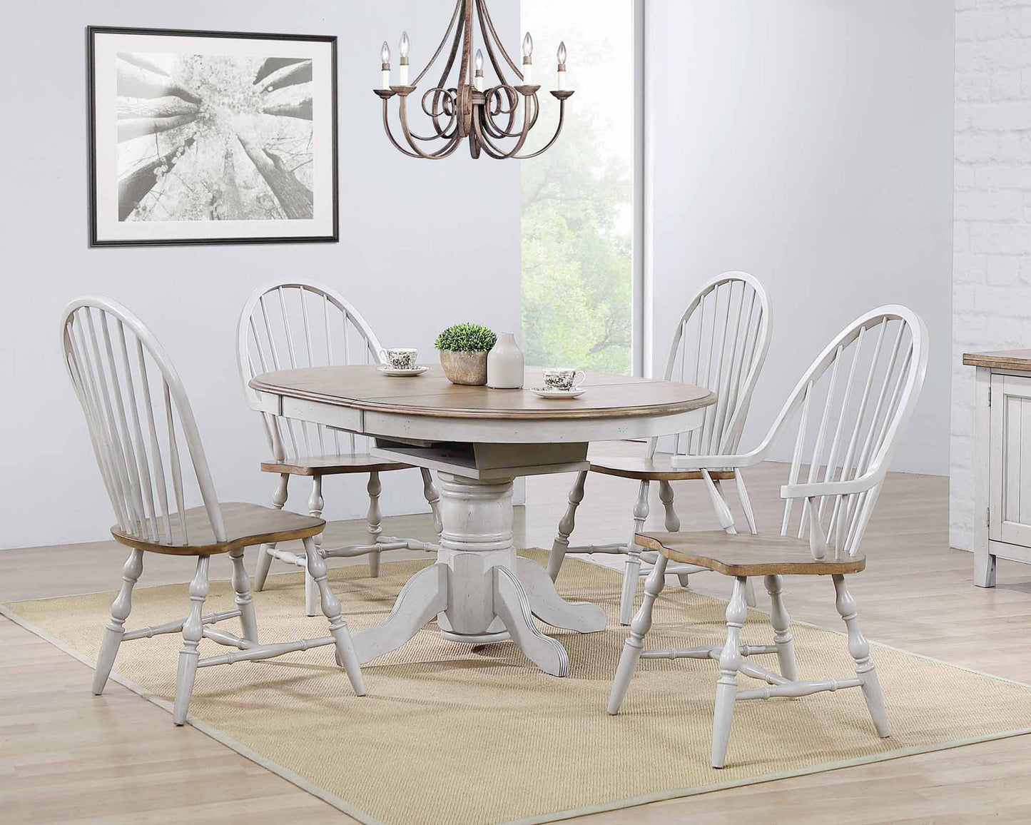 Country Grove Round/Oval Butterfly Leaf Dining Table Set – Gray Oak (3 Piece)