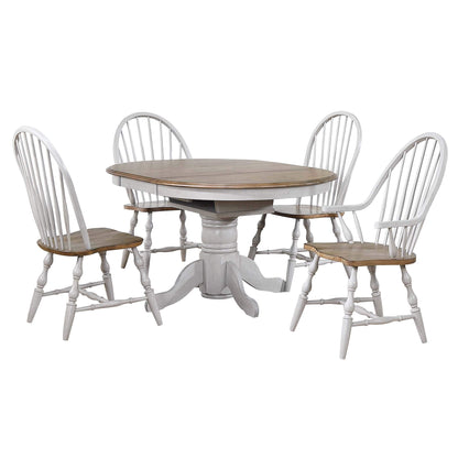 Country Grove Round/Oval Butterfly Leaf Dining Table Set – Gray Oak (3 Piece)