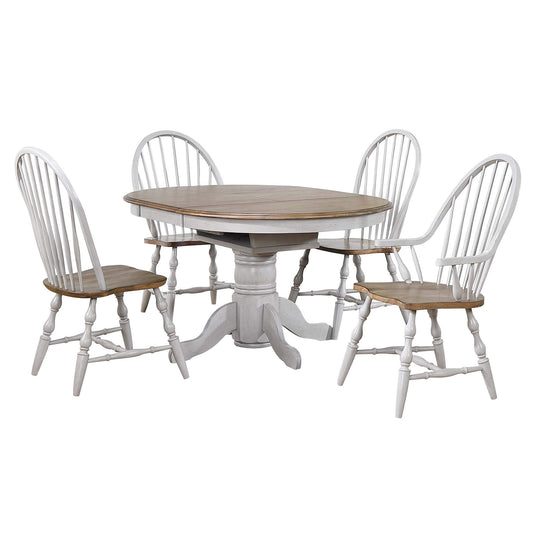 Country Grove Round/Oval Butterfly Leaf Dining Table Set – Gray Oak (3 Piece)