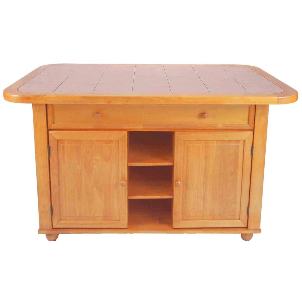 Sunset Trading Light Oak Tile Top Kitchen Island