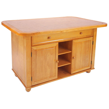 Sunset Trading Light Oak Tile Top Kitchen Island