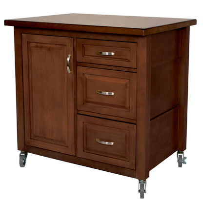 Sunset Trading Andrews 3 Drawer Kitchen Cart – Distressed Chestnut