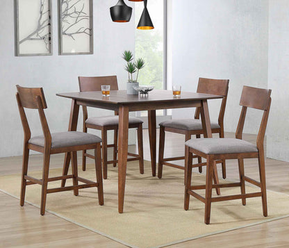 Pub Table Dining Set w/Padded Performance Fabric Chairs – Mid Century (5 Piece)