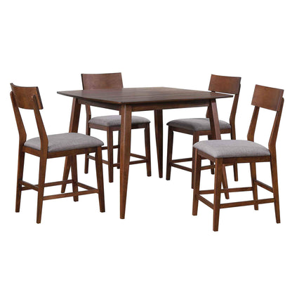 Pub Table Dining Set w/Padded Performance Fabric Chairs – Mid Century (5 Piece)