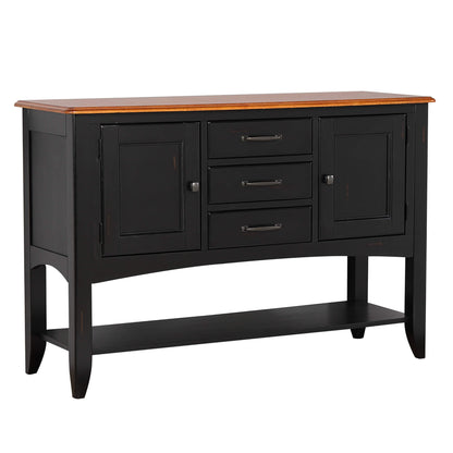 Sunset Trading Antique Black & Cherry Sideboard with Shel