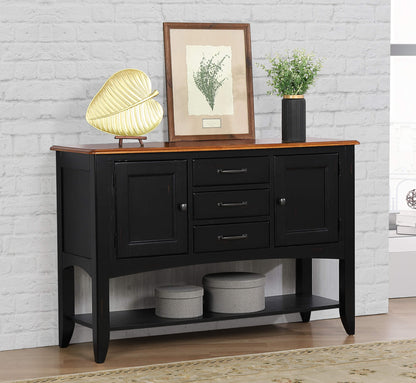 Sunset Trading Antique Black & Cherry Sideboard with Shel