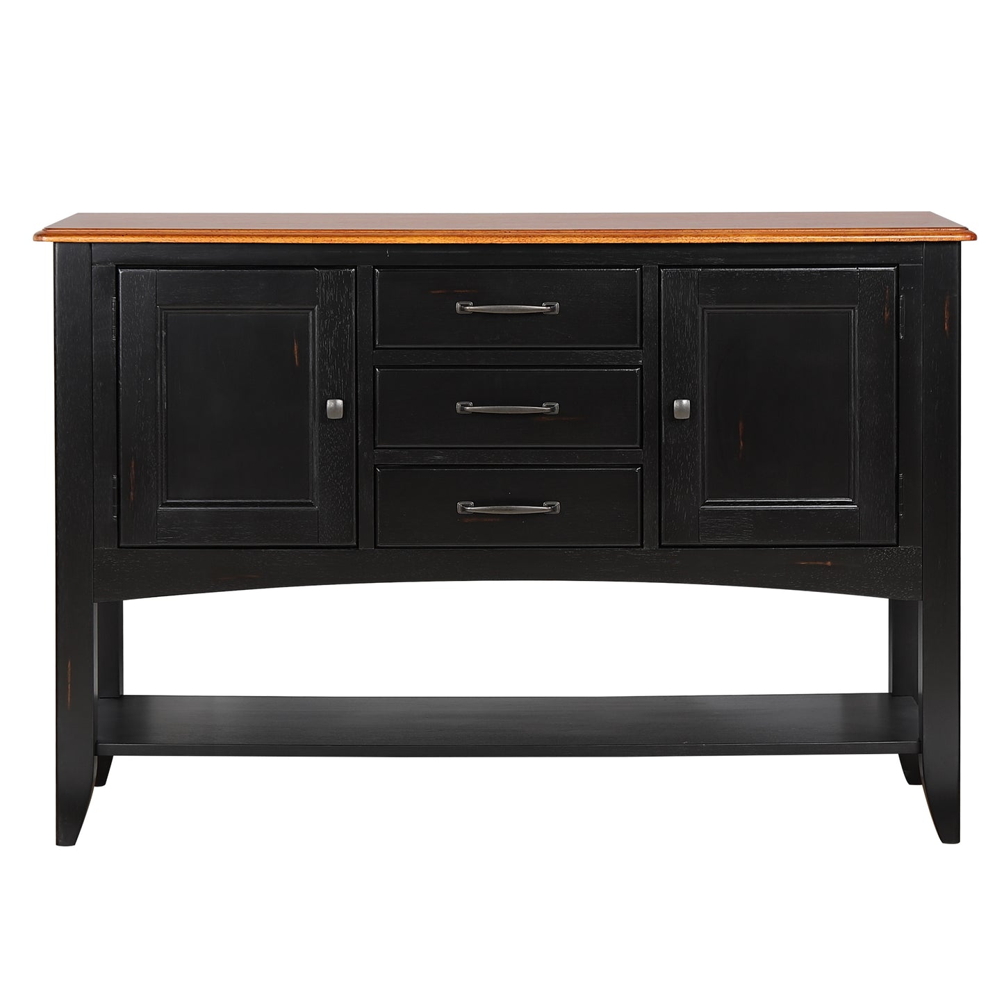 Sunset Trading Antique Black & Cherry Sideboard with Shel