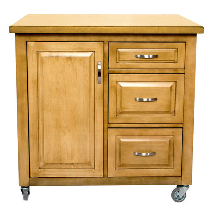 Sunset Trading Oak Selections 3 Drawer Kitchen Cart – Light-Oak