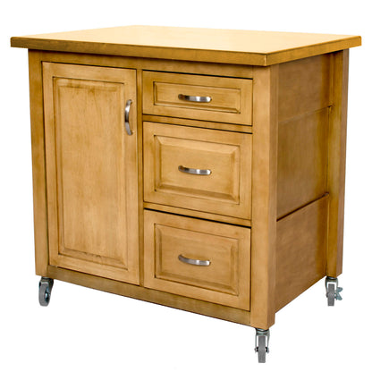 Sunset Trading Oak Selections 3 Drawer Kitchen Cart – Light-Oak