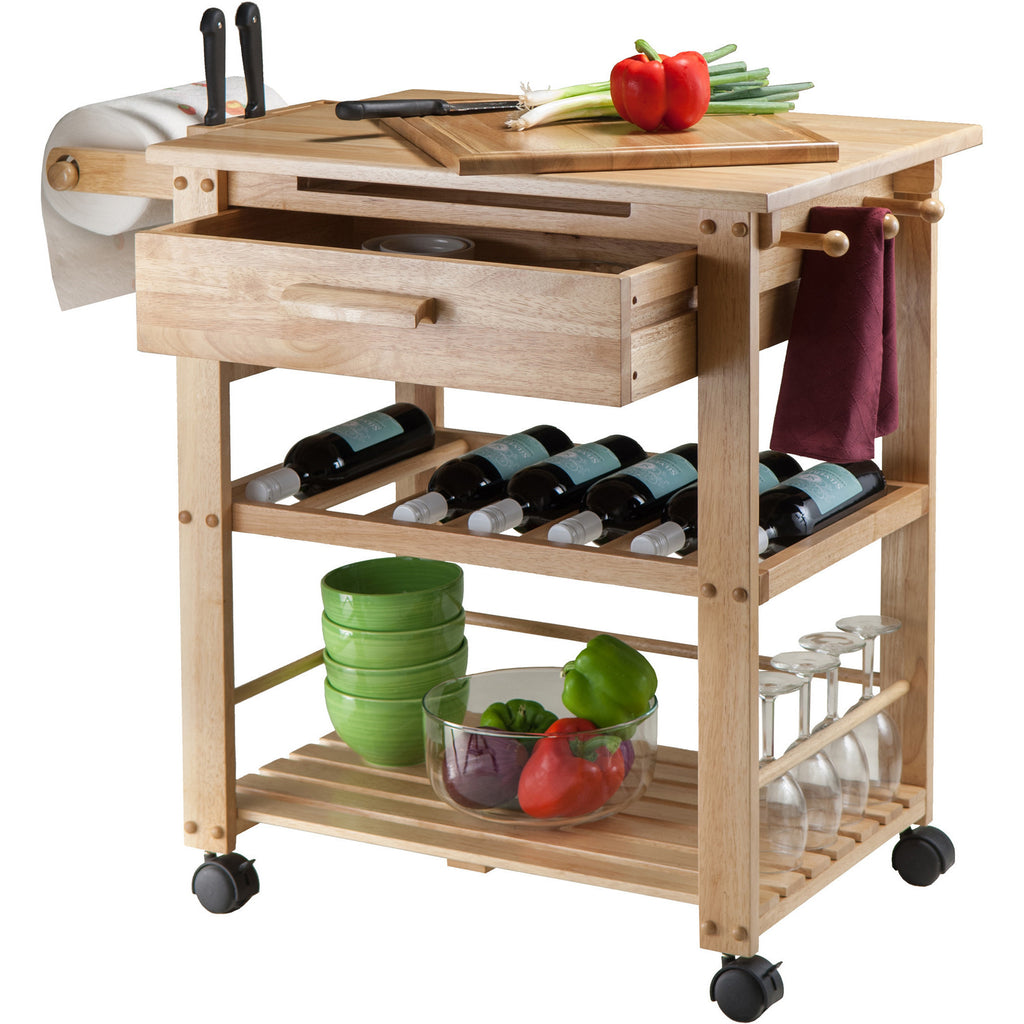 Winsome Finland Portable Kitchen Cart with Wine Rack -  - 2