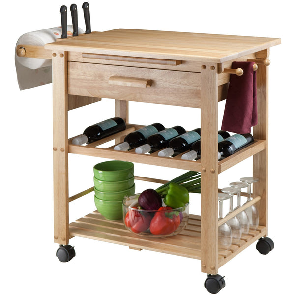 Winsome Finland Portable Kitchen Cart with Wine Rack -  - 1